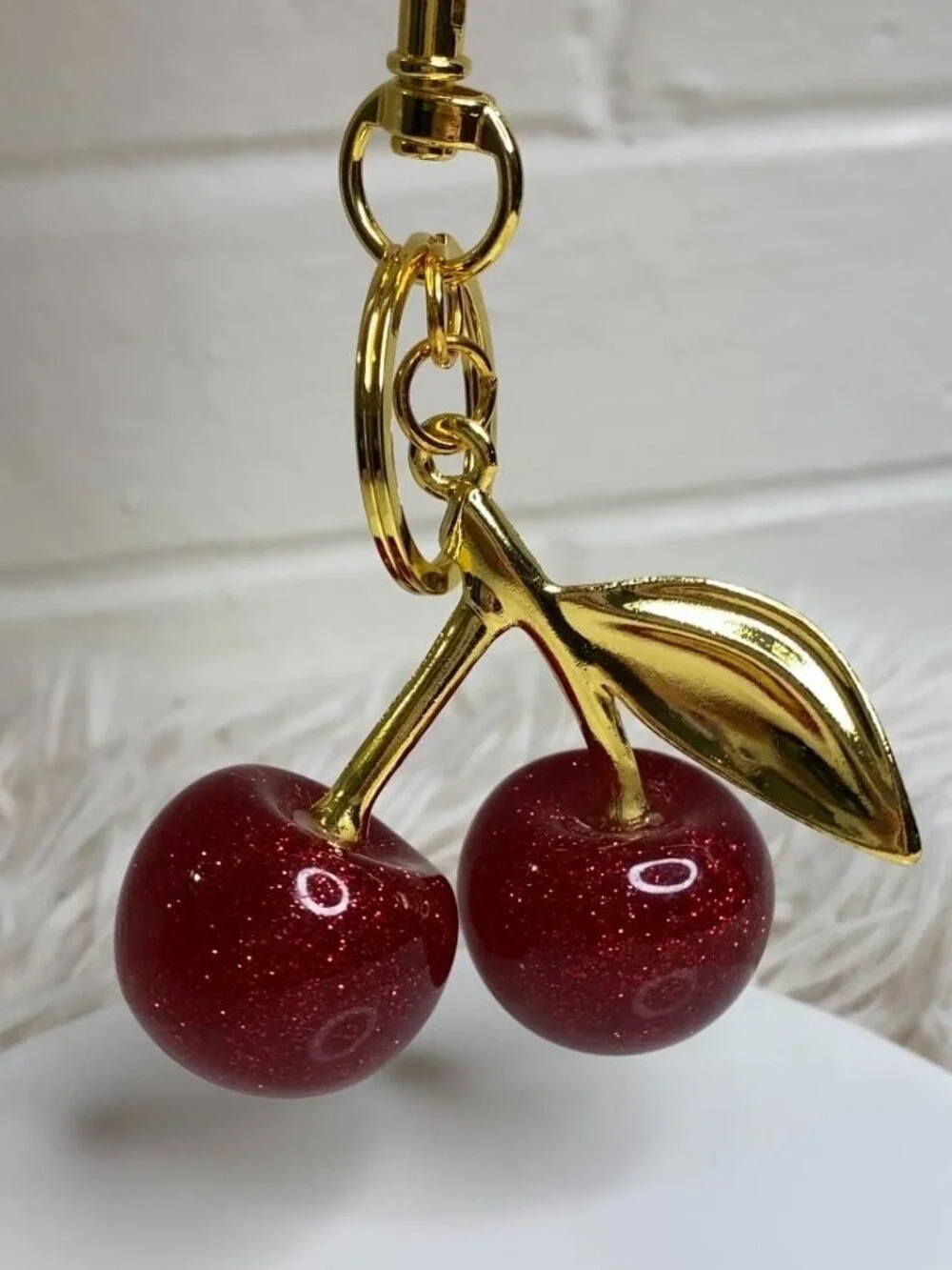 Cherry Keychain Bag Charm for Purses–Cute Keyring Accessories for Women